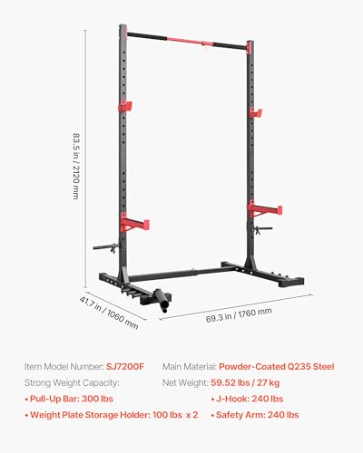 Image of VEVOR Power Cage Squat Rack, Multifunctional Squat Rack for Home Gym, Workout Strength Training Equipment for Bench Press Squats Pull-Up