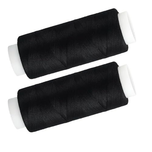 2-Pack High-Strength Black Polyester Sewing Thread 100m Each for Hand & Machine Stitching on All Fabric Types