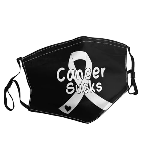 Cancer Sucks Lung Cancer Awareness Face Mask Breathable Balaclavas Adjustable Washable Masks Black