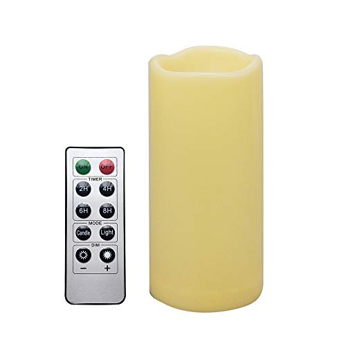 Image of iZAN 1 PCS Outdoor Flameless LED Pillar Candle with Remote & Timer - Long Lasting Waterproof Flickering Battery Operated Electric Candle for Christmas Lantern Party Wedding Decoration 3 inchx7 inch