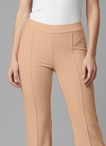 Image of Mehrang Cotton Blend Bootcut Parallel Trouser Pants for Women Regular Fit, Bellbottom Straight Pants for Womens