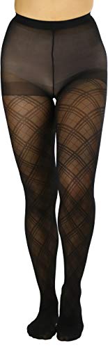 ToBeInStyle Women's Argyle Checkered Diamond Rhombus Net Opaque Sheer Tights Pantyhose