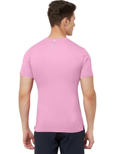 Image of TRUEREVO Mens Solid Half Sleeve Round Neck Sports T Shirt Polyester Fabric with Reflective Details for Gym Training Workout Running