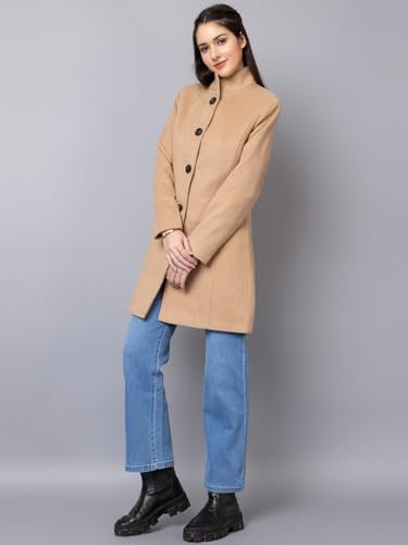 Image of CHKOKKO Women Chic Winter Coat Single Breasted | Knee Length Design with Buttoned Closure and Practical Front Side Pockets for Stylish and Comfortable Wear