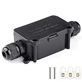 Caja de derivacin Coolwest Impermeable (IP66) para Exteriores, con 2 Cables PG9 y Conector de plstico Negro
