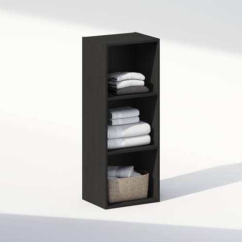 Image of Furinno Reed Closet Organizers and Storage, 3-Tier Closet Organizer, Open Shelf Closet Storage, for Wardrobe, Bedroom, Living Room, Blackwood