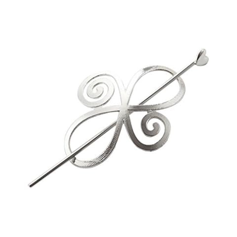 Braceus Women Hair Slide Ponytail Holder Pin Clip Dress Love Heart Hair Stick (Silver) Cover