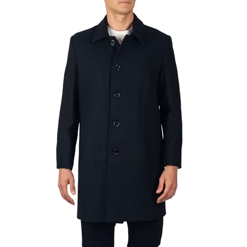Image of Alpine Swiss Orson Mens Wool Blend Car Coat Tailored Long Topcoat for Men Single Breasted Overcoat Winter Jacket BLK XL