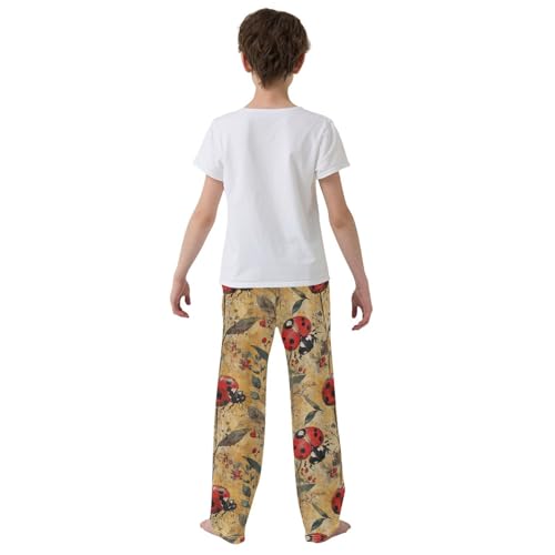 Boys' Pants Red Ladybugs Yellow Long Bottoms Jogger Pants Elastic Waist Trousers with Pockets S-XL3