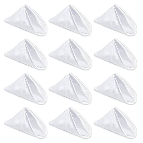 Lot de 12 serviettes en tissu blanc satiné Cover