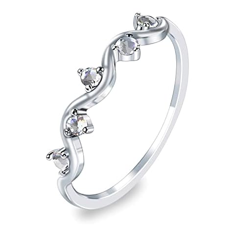 EACHSTYLE Mom Ring, 925 Silver Wave Ring, Mother Daughter Rings, Highs and Lows Ring, Birthday Gifts for Women, Inspirational Gift for Her (7) Cover