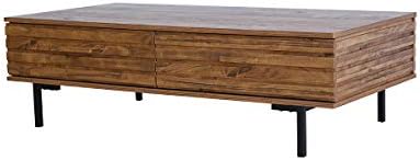 Tilly Lin Accent Coffee Table/Cocktail Table with Slatted-Design Drawers, livingroom, Rosewood