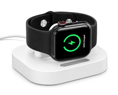 Image of Mizi Magnetic Wireless Charging Stand for Apple Watch, Foldable 2-in-1 Charging Dock Compatible with Apple Watch Series 11 /10 /9 /8 /7 /6 /5 /4 /3 /2 /SE /Ultra 3 /2 /1, Portable Desktop Watch Charger - White