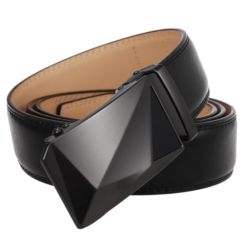 Ceinture homme métal boucle automatique cuir véritable luxe - 2
