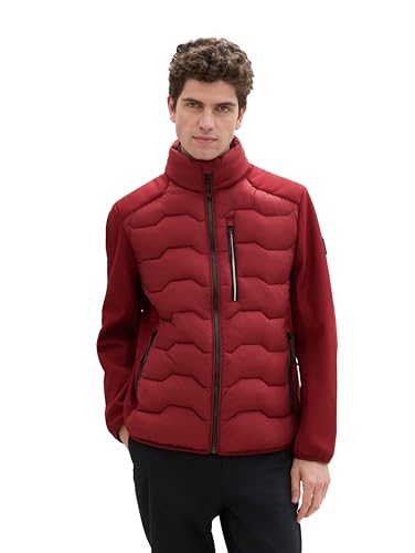 TOM TAILOR Herren Hybrid Jacke mit Stehkragen,13721 - Burgundy Dark red, L – Ansicht 1