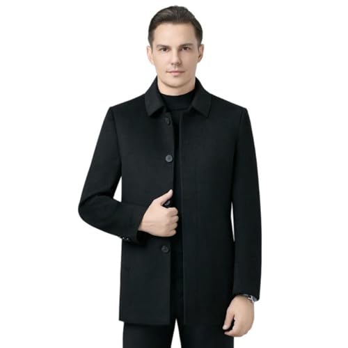 Gabardina de lana hombre de doble cara con botones elegantes y solapa premium para invierno