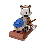 Vintage Comic Characters Model Toy Set，Calvin Boy and The Tiger Sled Adventure Building Blocks Set，Compatible with Lego 630 Building Accessory，Present for Boys Girls Adults