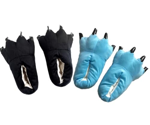 Kit 2 Pantufas Azul e Preta Pata de Garra Chinelo Fofinho Confortável Tamanho Único - Calça 35 a 39
