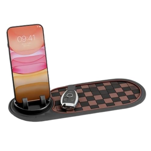 カー アンチスリップ マット スマホ ホルダー - オーガナイザー トレイ マット | スマホスタンド駐車番号付き - 自動車 トラック 車両 ダッシュボード 内装 電子機器 ナビゲーション キー ガジェット 用