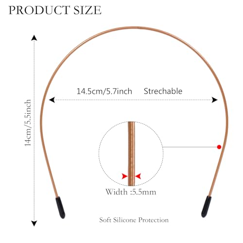 Image of 2 Pcs Metal Headbands for Women, Brown Headpiece Wire Headband Trendy & Cute, Thin Head Band Simple and Stylish Headwear Hair Accessories (Brown)