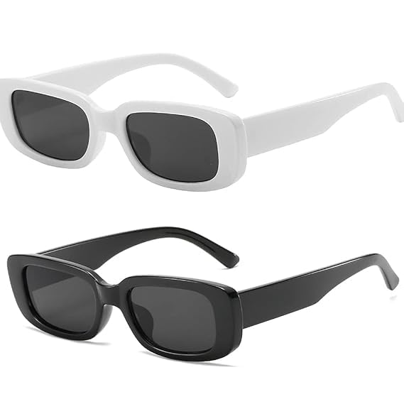 adnock Rectanglular Non-Polarized Sunglasses For Women Retro Driving Sunlgasses Narrow Square Frame Uv400 Protection - Eyewear (Combo (White+Black) Pack of 2-picture-42