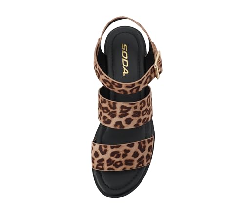 Image of Soda ACCOUNT ~ Women Open Toe Two Bands Lug sole Fashion Block Heel Sandals with Adjustable Ankle Strap