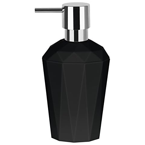 Spirella Crystal Black Soap Dispenser, H: 17cm x W: 8.5cm Cover