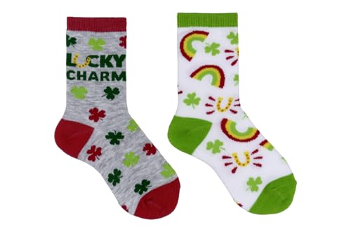 Everything Legwear Kids St. Patrick's Day Crew Socks (2 Pair) - Fits Kids Shoe Size 9-3