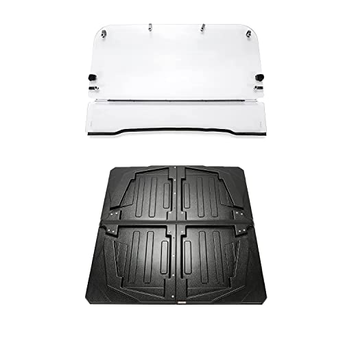 HECASA Windshield & Hard Top Roof Compatible with 09-22 KAWASAKI MULE 4000 & 4010 15-22 MULE 4010 TRANS 05-22 Mule 3010 KAF620 KAF950 05- 09 Polaris Ranger Crew 700 4PC Roof