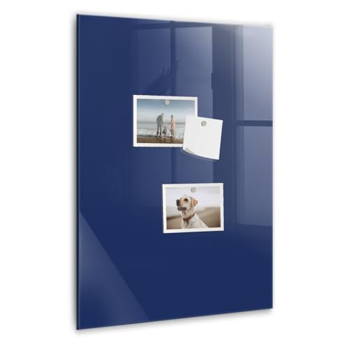 Tableau blanc en verre magnétique bleu marine pour cuisine et bureau