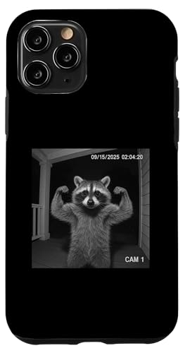 Funny Raccoon Flexing On Security Camera スマホケース iPhone 11 Pro 用
