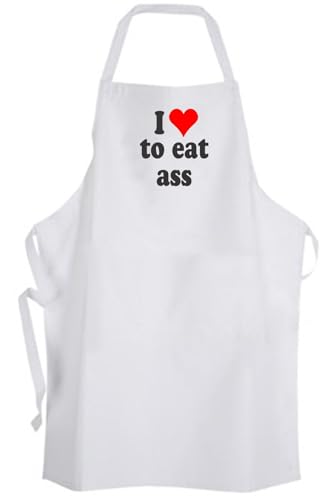 I Love to eat ass - Adult Size Apron - Heart Funny Humor Novelty