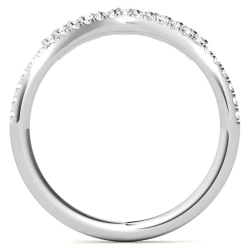 Tiara Moissanite Wedding Band for Women 925 Sterling Silver Gold Plated Chevron Stackable Ring for Her Round Shaped Curved Half Eternity Ring4