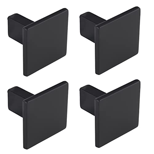 Gedotec Design Möbelknöpfe aus massivem Metall - Schwarz matt | 4 Stück Schrankgriff modern | ROCK | Schrankknopf im klassik-look | Design-Knopf - 28 x 28 mm | Möbel-Knauf inkl M4 x 25 Möbelschrauben