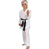 Krause & Sohn Karate Kid Kostüm Kobra Kai für Kinder 5-12 Jahre weiß mit schwarzem Gürtel Fasching Karneval (7-9 Jahre)