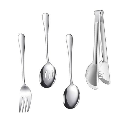 HIAKDOFT Cubiertos Inoxidables con Pinzas Multifunción para Cocina y Buffet Diseño Plateado Resistente y Cómodo para Restaurante y Camping