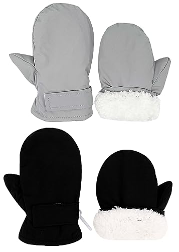 Slivery Color Toddler Gloves Kids Mittens Winter Warm Lined Fleece Gloves Waterproof Snow Baby Mitten for Boys Girls