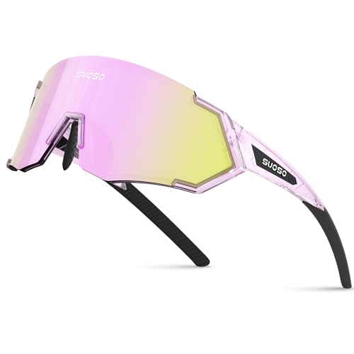 suoso Sports Polarized Sunglasses Men Women Cycling Sunglasses: Wrap Around UV Protection Running Sun Glasses for Baseball