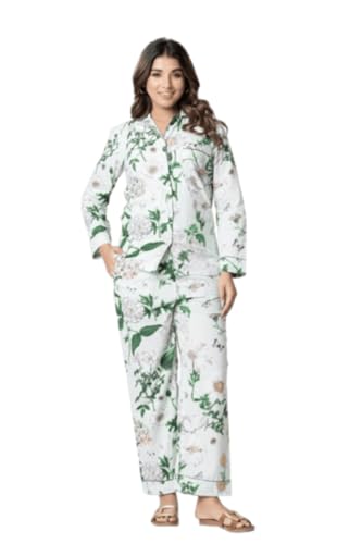 Image of Women's Cotton Printed Night Suit Set | Soft & Breathable Sleepwear with Top and Pajama | Stylish Nightwear for Daily Use - All Season Use
