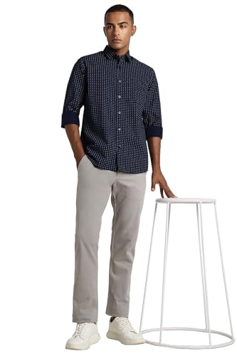Image of Peter England Men's Everyday Ditsy Print Slim Fit Full Sleeve Casual Shirt | 100% Cotton