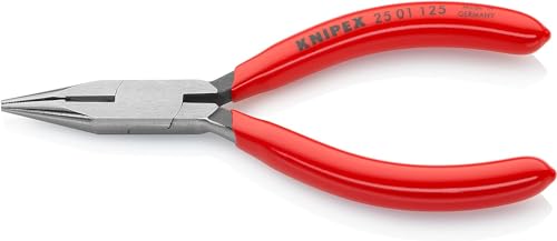 KNIPEX Flachrundzange mit Schneide (Radiozange) mit Kunststoff überzogen 125 mm, 25 01 125