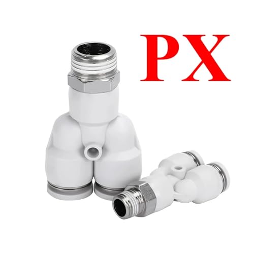 Conector neumático de 3 vías con rosca BSPT de 1/4" y anillo de 6mm 3