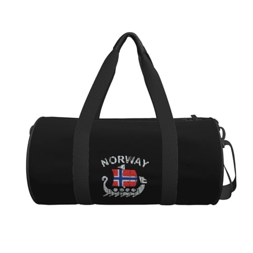 Washed Norwegian Flag Norway Dragon Boat Convertible Garment Bag with Shoulder Strap, Carry on Garment Duffel Bag for Men Women - Rolling Foldable for Travel Luggage Bags (Black)2