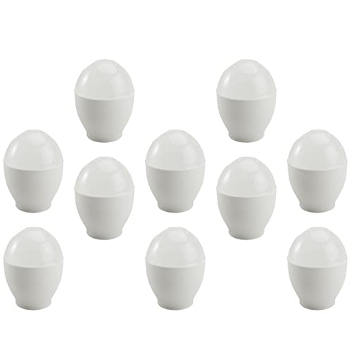 OKUMEYR 10Pcs Microwave Egg Cups Egg Holders for Poaching Stylish White Steamed Egg Molds for Home Restaurant and Dessert Shops