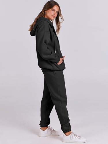 ANRABESS Womens 2 Piece Outfits Sweatsuits Oversized Zip Up Sweatshirt Jogger Sweatpants Tracksuit Sweat Lounge Matching Set3