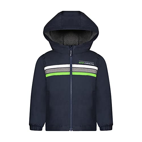 London Fog Baby Boys Midweight Water Resistant Hooded Fleece Jacket, Navy Stripe, 24 Months Us #TOP4