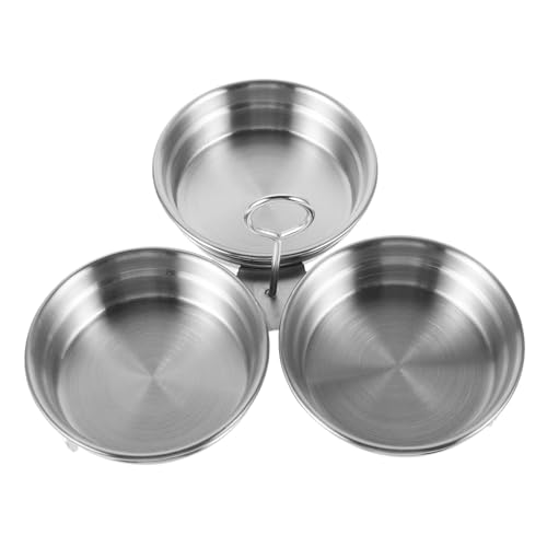 FUNOMOCYA 1 Set Stainless Steel Saucer Salad Dressing Container Condiments Server Dishes Portion Cup Dip Dishes Side Dish Bowls Dressing Containers Sauce Containers Vinegar Dispenser Silver
