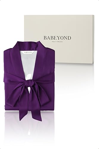 Image of BABEYOND Kimono Robe Cover up with Box Long Floral Satin Sleepwear Silky Bathrobe Bachelorette Robe