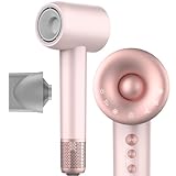 Secador de Cabelo Profissional 1500W, Baixo Ruído, Íons Negativos, Controle de Temperatura, Motor Brushless de Alta Velocidade (120000 RPM), Secagem Rápida, Portátil, 127v/20A (Rosa)