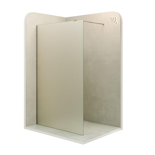 Moments Of Glass Mampara de Ducha Fija/Walk-In Fiona 100x200cm, Cristal Templado Satinado de 10mm, Perfiles y Barra Estabilizadora en Acero Inoxidable Cromado